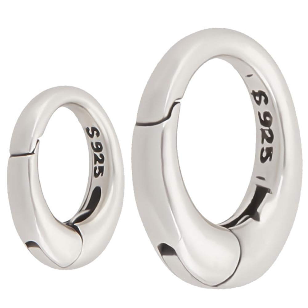 Beebeecraft 1 Box 2Pcs Small Spring Clasp O Ring 925 Sterling Silver Oval Carbine Snap Hook Clip Lock Clasps Key Chain Connector for Jewelry Finding Necklace Bracelet Making 0.24x0.35/0.37x0.49 Inch
