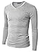 Doublju Mens V-Neck T-shirts with Long Sleeve LIGHTGRAY (US-M)