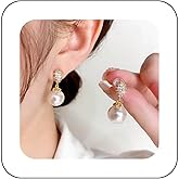 Allereyae Vintage Crystal Pearl Dangle Earrings Rhinestone Pearl Earrings Crystal Teardrop Stud Earrings Sparkly Pearl Stud Earrings Jewelry for Women
