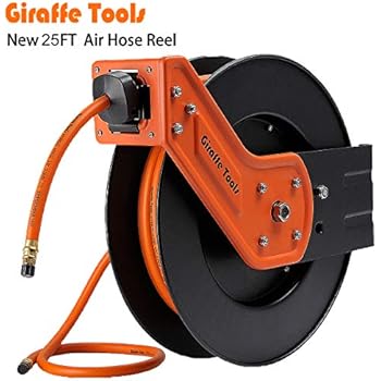 Giraffe Retractable Air Hose Reel with 3/8 in. x 25 Ft Hybrid Air Hose