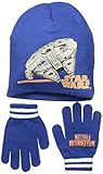 Star Wars Big Boys' Episode 7 Millennium Falcon Beanie and Glove Set, Blue, One Size