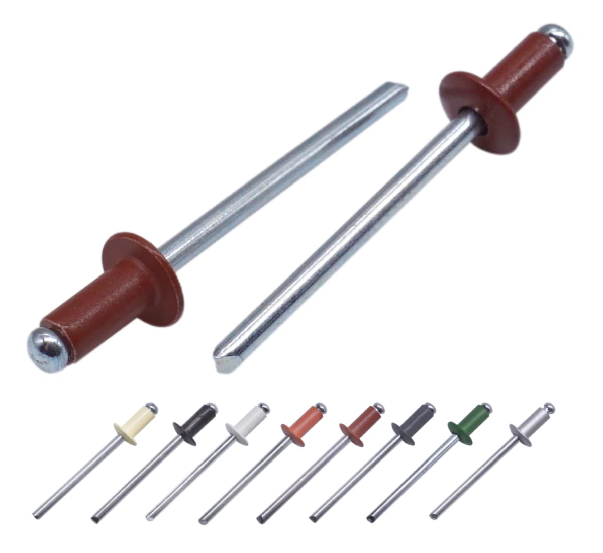(Pack of 500 pcs) Painted Blind Rivets 4.0 x 8 mm, Dome Head, DIN 7337, Aluminum Rivet and Steel Mandrel, Pop Rivets (500, Oxide Red RAL 3009)