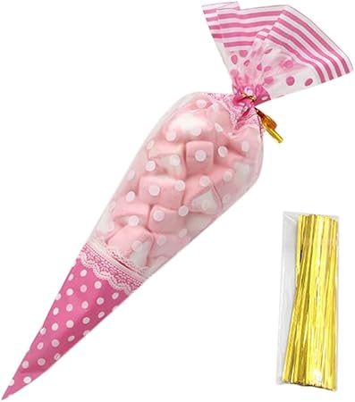 Hosaire 50pcs Sacs A Bonbons Triangle Mignons Pochette Sachet Pour Bonbon Biscuit Chocolat Friandise Sucreries Sacs De Cadeaux Pour Candy Bar Mariage Anniversaire Noel Partie Rose S Rangement Pour La Cuisine Conservation