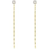 14k Gold 0.3 Cttw Lab Grown Diamond Stud Drop Earrings for Women, 14kt Gold Chain Dangle Earrings Gifts for Her