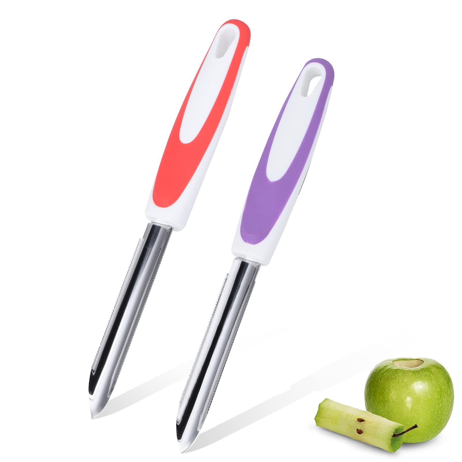 Fruit Core Remover Stainless Steel 2 Pcs Pear Seed Corer Remover Tool with Serrated Blade Fruit Core Remover Tool,Eggplant Corer Jalapeno Chili Pepper for Home and Kitchen