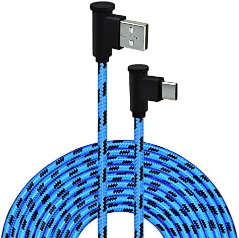 USB C Charging Cable, CIKOO 10Ft Nylon Braided Type C Right Angle Fast Charger Cable Data Cord for Galaxy Note 8 S8 S9 S9+ Oneplus 3T 5 Google Pixel 2 XL Moto Z LG G6 G5 Nexus 5X 6P Nintendo Switch