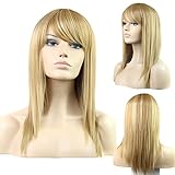 DENIYA Long Straight Blonde Wig With Bangs Cosplay Wigs for Women