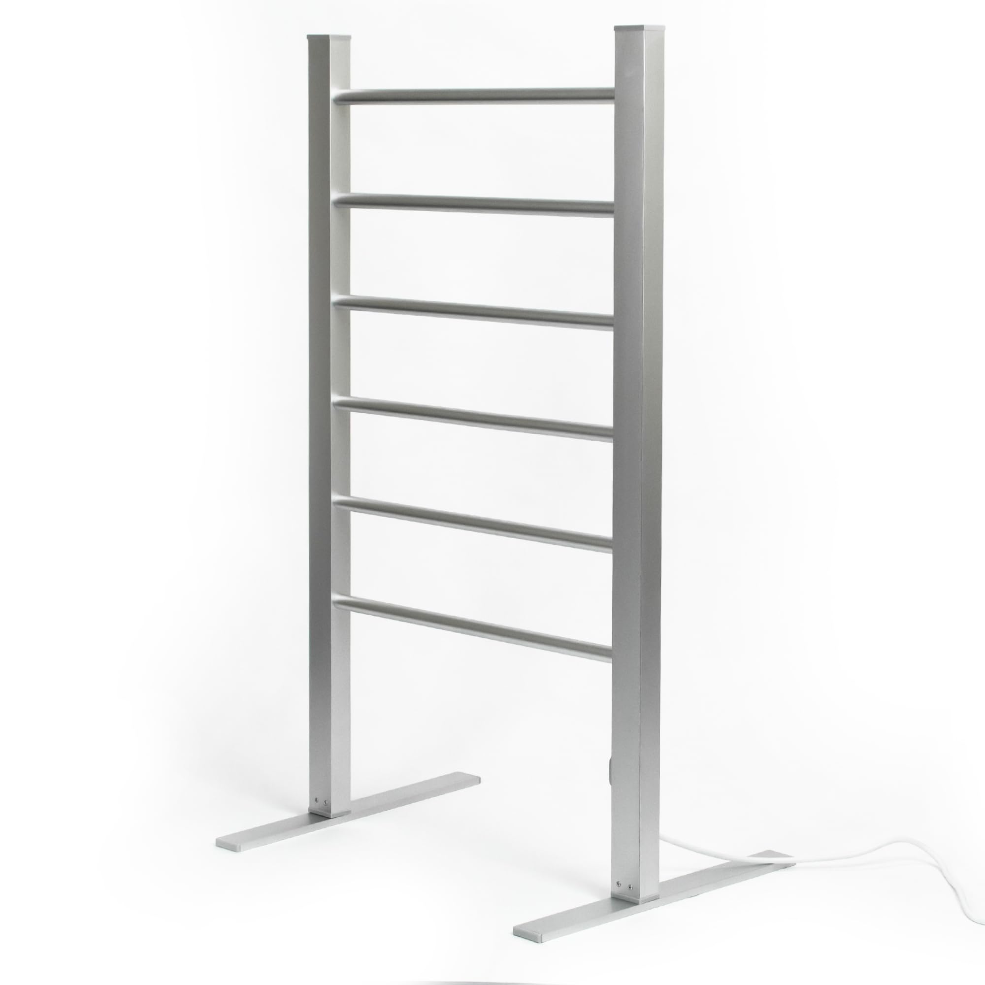 Status 100W 6 Bar Aluminium Heated Towel Rail, Free Standing Electric Dryer, Silver (AHTR-100W1PKB)