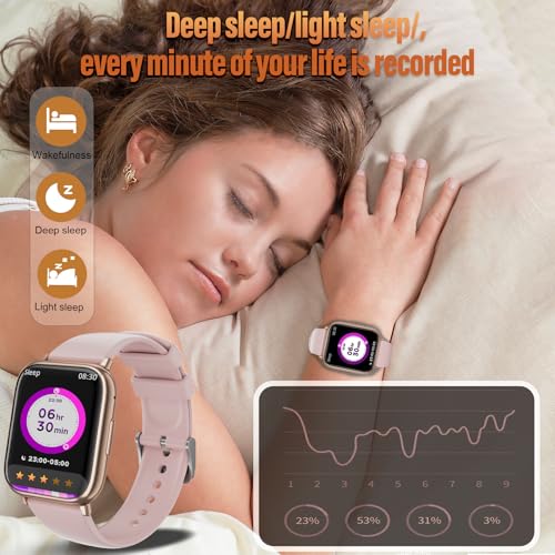 Women's Smart Watch with Bluetooth Calling, 1.83 Inch HD Smartwatch with 24H Heart Rate, SpO2, Sleep, IP68 Pedometer 120+ Sports Modes Fitness Tracker for Android iOS Rose Gold (Roségold)