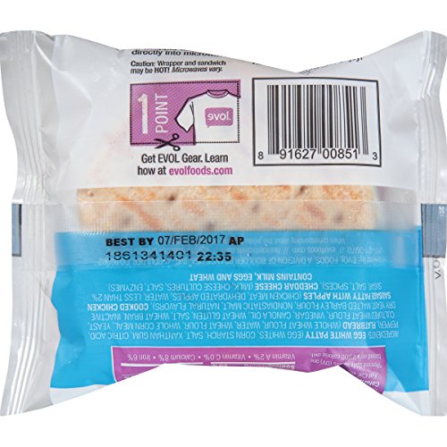 EVOL Chicken Apple Sausage, Egg White and Cheddar Breakfast Sandwich, 16 Grams of Protein Per Serving, 4 Ounce (Frozen) - Thumbnail 4