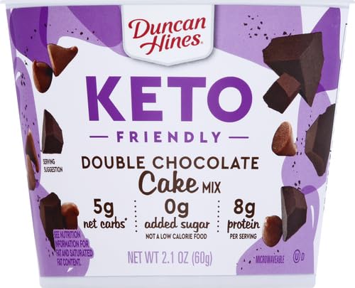 DUNCAN HINES KETO FRIENDLY DOUBLE CHOCOLATE CAKE MIX CUP, ZERO ADDED SUGAR, GLUTEN FREE, 2.1 OZ.