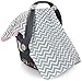 Kids N’ Such Peekaboo Baby Car Seat Cover Car Seat Canopy & Nursing Cover, Chevron/Soft Pink Minky