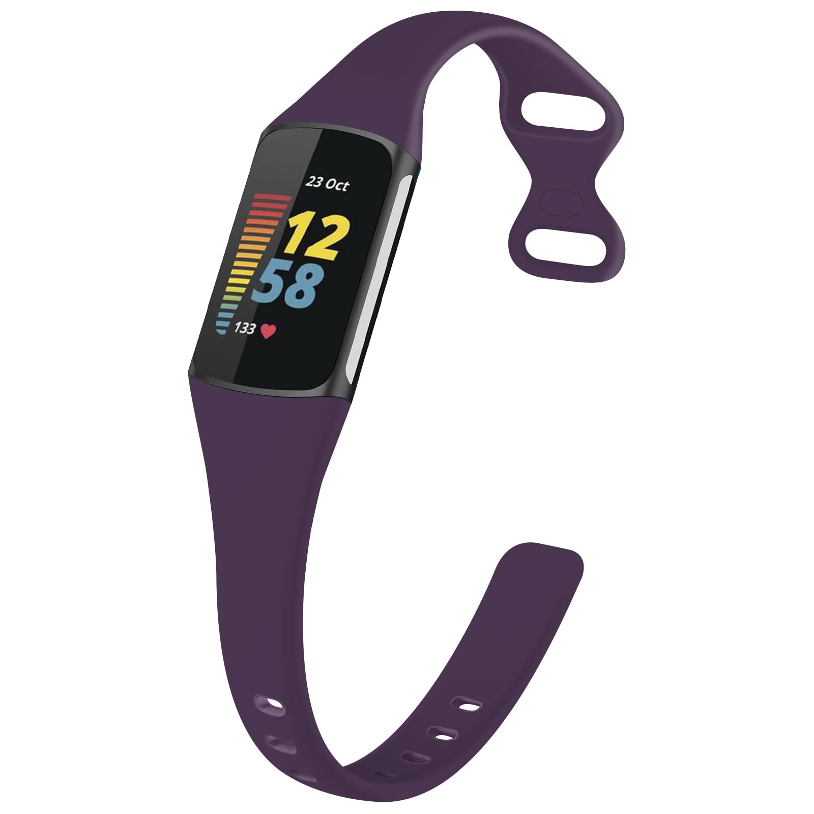 TopPerfekt Slim Straps Compatible with Fitbit Charge 5 Strap Women Men, Adjustable Soft Silicone Sport Replacement Watch Band Straps Wristbands Bracelet for Charge 5 Activity Tracker (Deep purple)