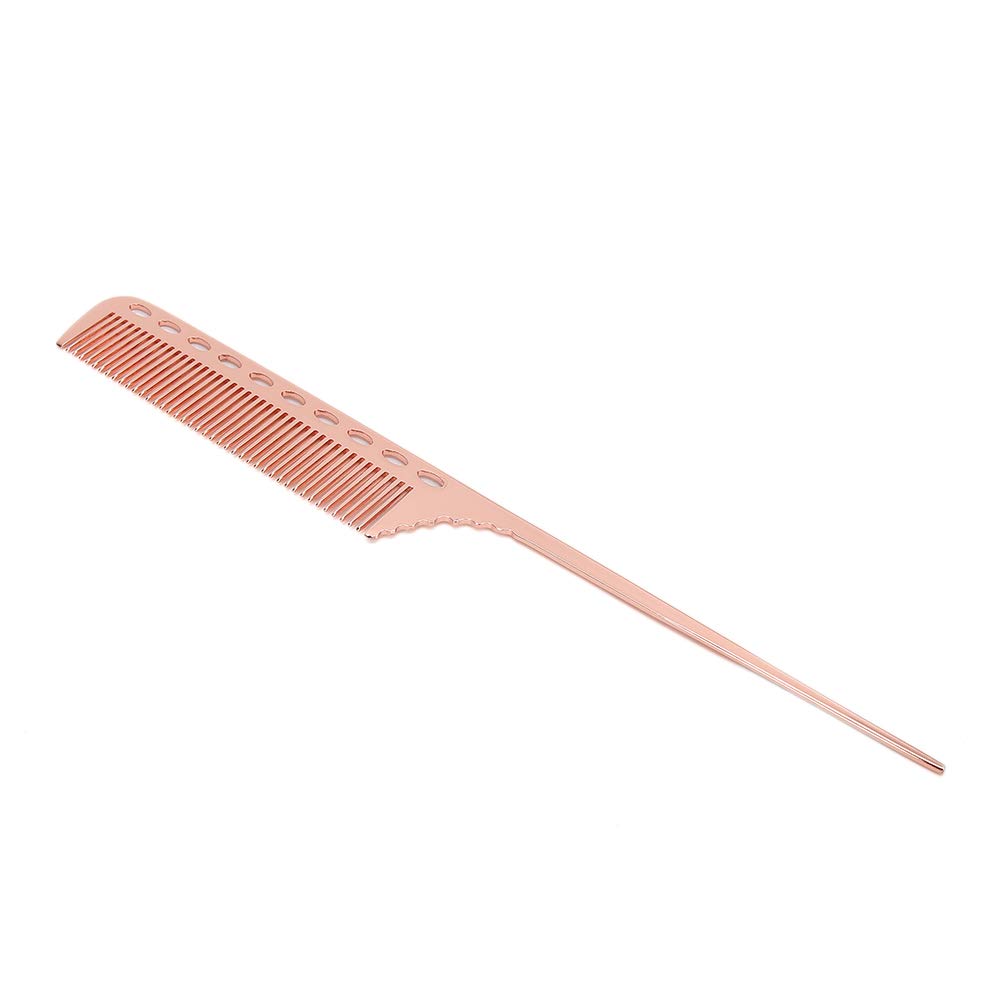 Salon Rat Tail Hair Comb,Professional Barber Aluminum Metal Comb,Hair Styling Grooming Comb for Men, Women and Kids(Rose gold)