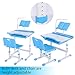 Yosooo Children Study Table and Chair Adjustable Height for Kids with Lamp US Plug