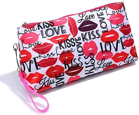 ZEONKIT Waterproof Makeup Bags For Women Lips Printing Girls Travel Cute Small Cosmetic Bag