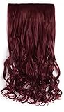 OneDor 20" Curly 3/4 Full Head Synthetic Hair Extensions Clip On/in Hairpieces 5 Clips 140g (99j-wine Red)