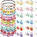 Bememo 24 Pieces Hippie Headband Glass Costume Set, Includes 12 Pieces Multicolor Lady Girl Flower Headbands, 12 Pieces Round Hippie Sunglasses for Festival Party
