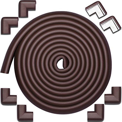 Safe Edge and Corner Cushion - PRE-TAPED CORNERS, Baby Proof Table Protector, Childproofing Guard, Child Home Furniture Safety Bumper,Brown