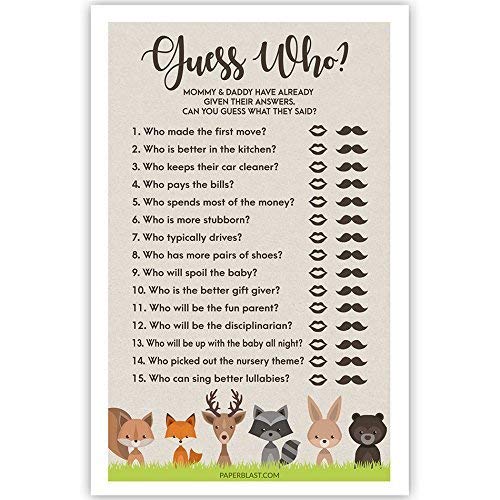 Amazon Com Woodland Creatures Baby Shower Game Guess Who Mommy Or