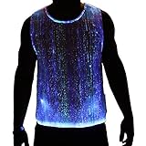 HolyThreads! Men's White Fiber Optic Tank Top - EDMPlug - Lights Up! (Medium)