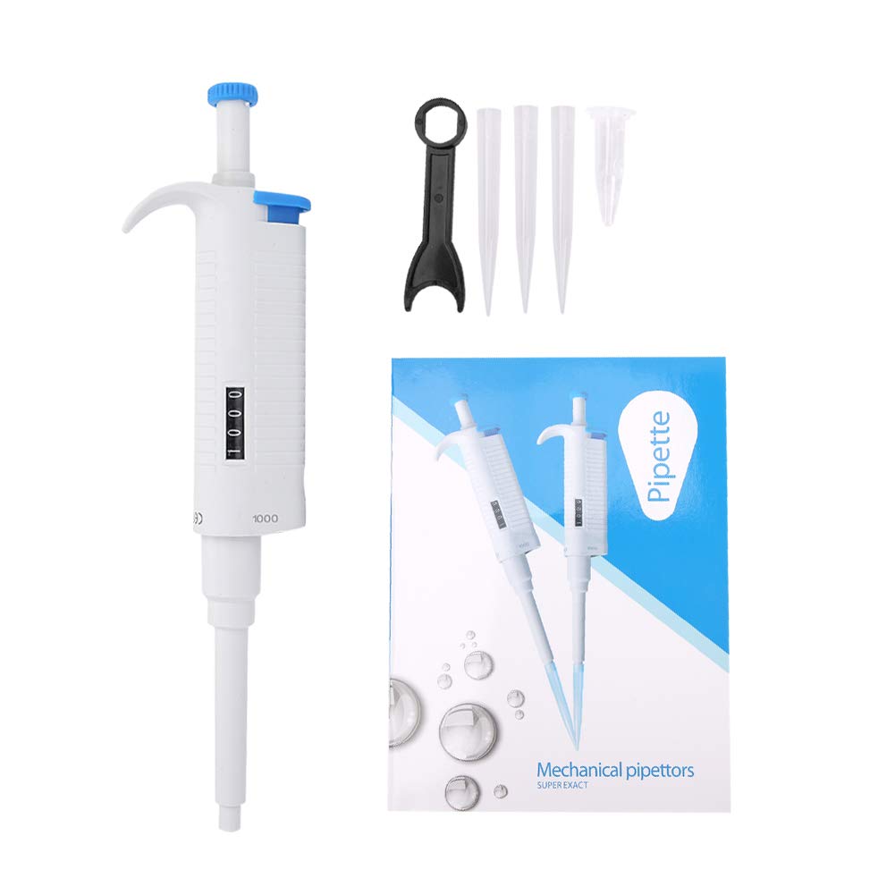 Liquid Pipet, Akozon U1000 100-1000ul High Accurate Manual Pipette Whole Set Micro Adjustable Pipette Lab Micropipette