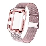 GBPOOT Compatible for Apple Watch Band 38mm 40mm 42mm 44mm with Screen Protector Case, Sports Wristband Strap Replacement Band with Protective Case for Iwatch Series 4/3/2/1,40mm,Rose Gold