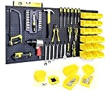 WallPeg Garage Storage System with Panels, Bins, Peg Board Hooks and Panel Set - Tool Parts and Craft Organizer (Kit with 18 Bins)