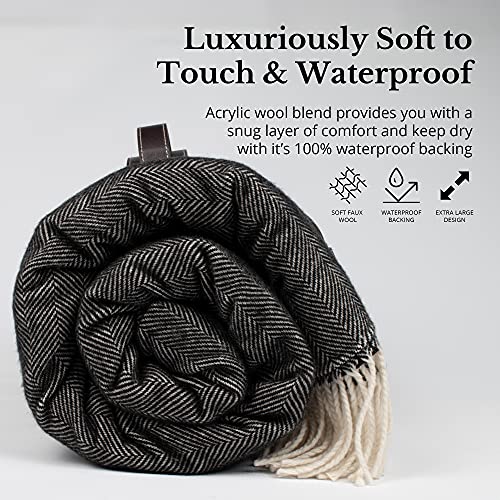 Komorebi Large Outdoor Waterproof Picnic Blanket (78"x59") Acrylic Wool