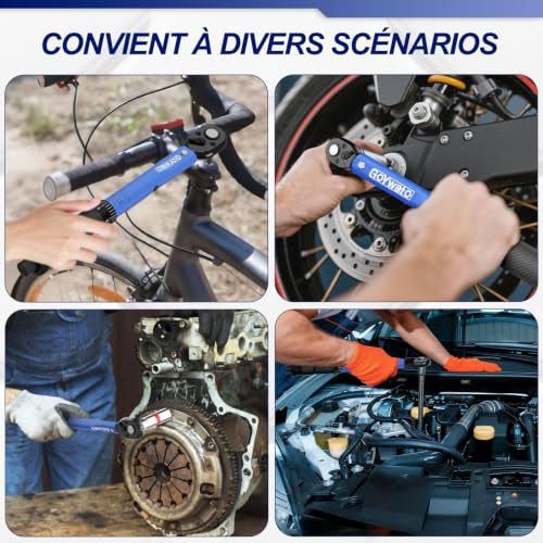 GoYwato 35-pièces Clés Dynamométriques, 1/2" 3/8" 1/4" Jeu de Clé Dynamométrique avec 3-230 N·m et Précision ±3%, Double éChelle, 45 Dents, 32 Accessoires CR-V, pour Voitures Vélo Moto Camion