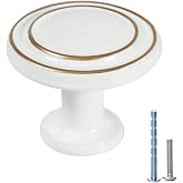 YENZEEN White Cabinet Knobs for Kitchen Farmhouse Drawers Cabinet Knobs Vintage Round Knobs for Dresser Drawers Pull Handle Knobs with Screws for Door Bathroom Ceramic Cabinet Hardware 10 Pack