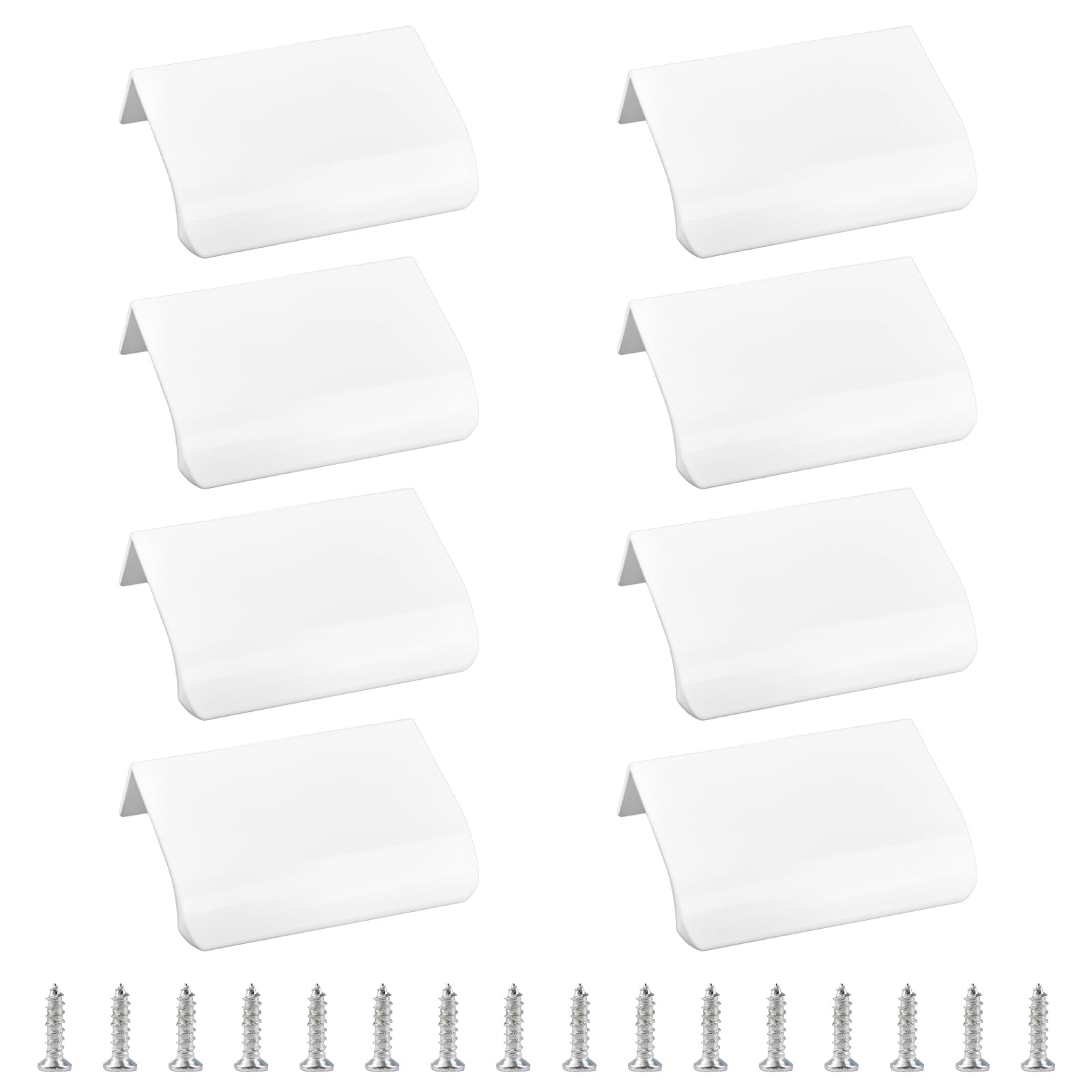 MOROBOR 8pcs Finger Edge Pull Aluminum Alloy Invisible Wardrobe Handles Recessed Concealed Handles for Cabinets, Drawers, Sliding Doors, Closets(50mm, White) — image 1
