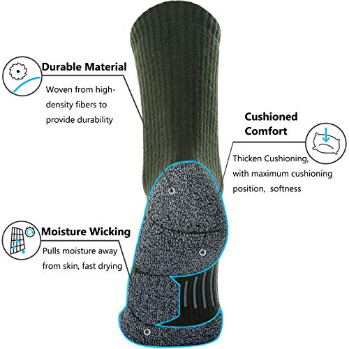 CWVLC Men's Elite Hiking Crew Socks, 4Pack Full Cushion Boot Socks for