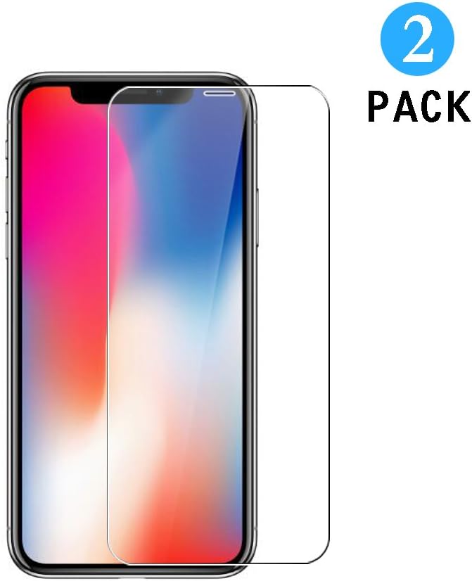 [2-Pack] iPhone X Screen Protector Glass, WEOFUN Tempered Glass Screen Protector Protective Film for iPhone X/iPhone 10 [0.15mm Ultra-Clear 9H Hardness] - Transparent