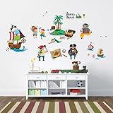Decowall DW-1310 Pirates & Treasure Island Peel and Stick Nursery Kids Wall Decals Stickers