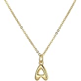 Joxevyia Bubble Initial Necklace for Women Personalized Letter Necklace 14K Gold Plated A-Z Name Pendant Minimalist Dainty Jewelry Birthday Christmas Gift for Her