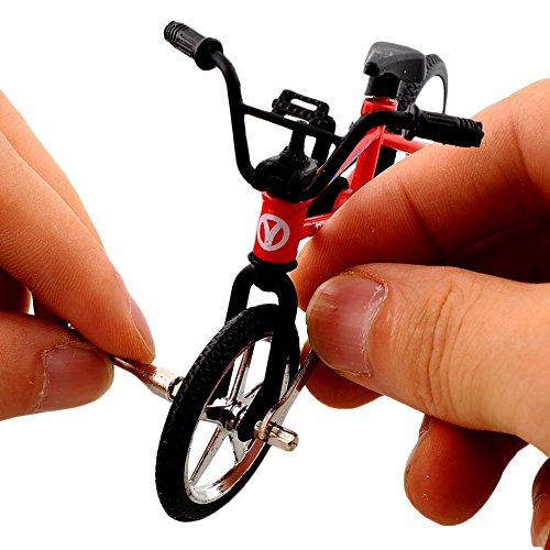 OWIKAR 4.9" Mini Alloy Finger Bikes Functional Finger Mountain Bike BMX Fixed Bicycle Novelty Toys Game for Kids Boys Girls Red Blue Yellow Green Random Color