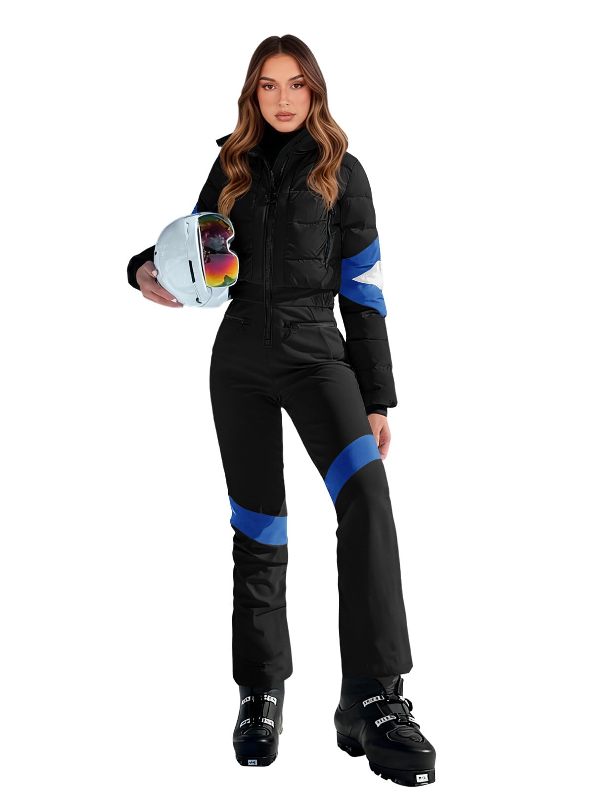 Photo 1 of Yousify Womens Onesie Ski Suit Winter Outdoor Sports Warm Waterproof Snowsuit Color Block Jumpsuits Snow Jackets