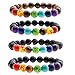 Top Plaza Men Women 8mm Lava Rock Stone 7 Chakra Bracelet Healing Gemtone Beads Mala Meditation Bracelet(Pack of 4 10mm Beads)