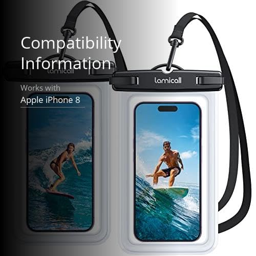 Lamicall Waterproof Phone Pouch Case - [2 Pack][Easy Lock & Heavy Duty] IPX8 Water Proof Cell Phone Dry Bag for Beach, Protector for iPhone 17 16 15 14 13 12 11 Pro Max Plus Air, Galaxy S25 S24, 4-7