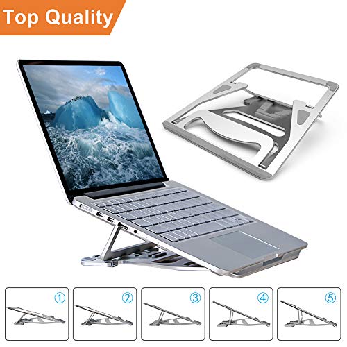 Portable Laptop Stand Foldable – Pccooler Aviation Aluminum Alloy Laptop Holder Desk Stand, Ventilated 5 Angle Adjustable Laptop Stand for MacBook Pro/Air, Dell, HP, Gateway, ASUS, 9-17.3″ Laptops