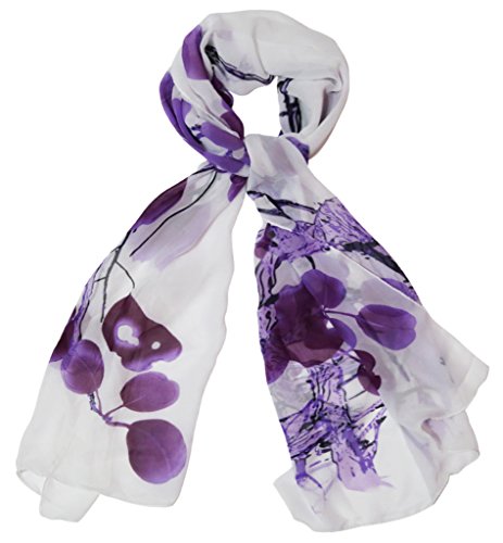 Alysee Women Chinese Classic Style Print Chiffon Long Scarf Shawl Wrap Color Grape