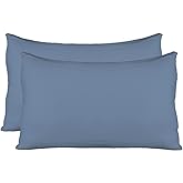 Extra Soft Jersey Knit Pillow Cases, Standard Size with Hidden Zipper, Soft Than Cotton, Pack of 2, Denim Blue