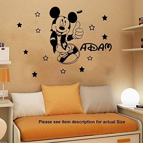 Papier peint Mickey Mouse Mur Art Autocollant Personnalisé Nom Chambre Garçons Rouleaux de papier peint