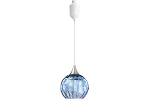 Kiven H-Type Track Lighting Pendants,Modern h Track Pendant Lights with Blue Glass Globe,Decorative Track Lighting Fixture Adjustable Height for Kitchen Hallway Restaurant Shop(1-Light)