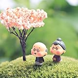 CosCosX Miniature Fairy Garden Grandpa&Grandma Ornament Bonsai Doll Dollhouse Plant Pot Figurine DIY Outdoor Desktop Decor Crafts Home Decoration