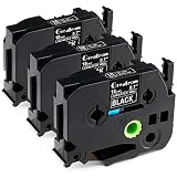 Greateam Compatible Label Tape Replacement for Brother P-Touch Label Tape 18mm 0.7 Inch White on Black, Brother TZe Tape TZe-345 for Brother PTouch PT-P710BT PTD400 PTD600 Label Makers, 3-Pack