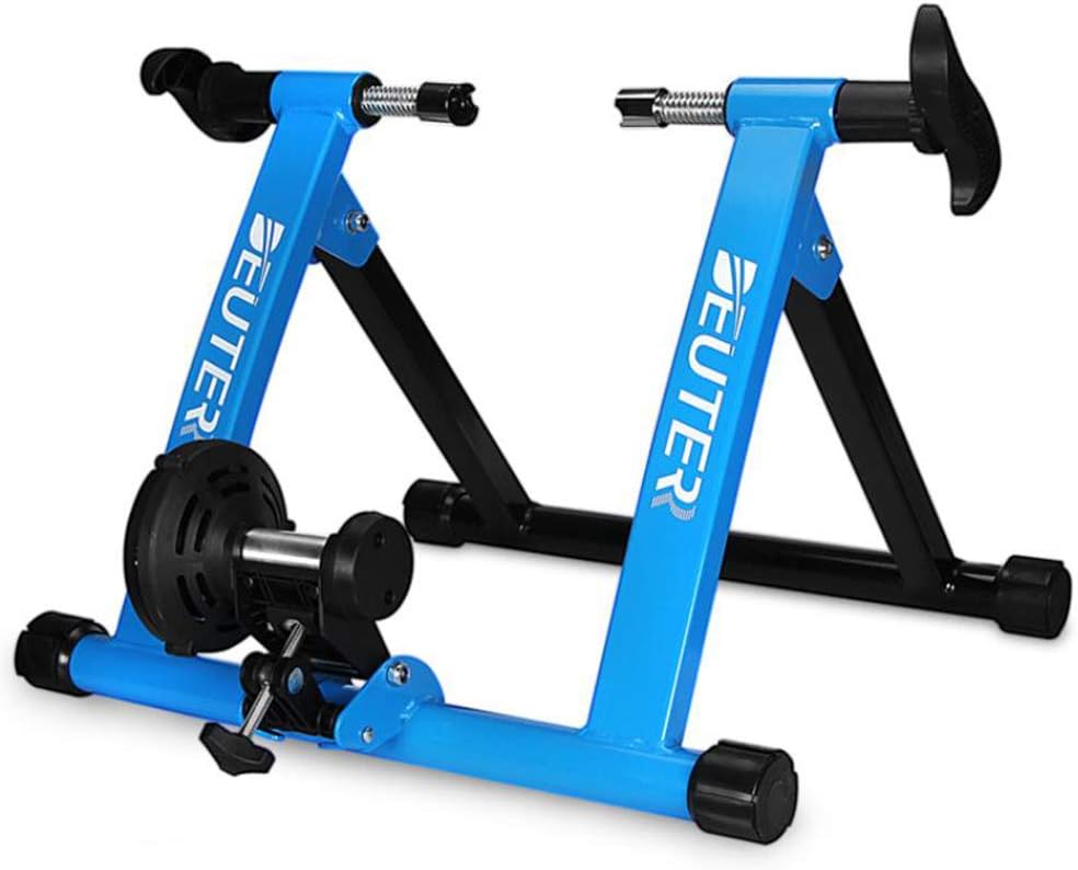 Hensdb Fluid Bike Trainer, Indoor Fluid Bike Exercise Trainer, Silent Real Road Flywheel, Portable Bicycle Stand, Magnetoresistive/Quick Release,Blue