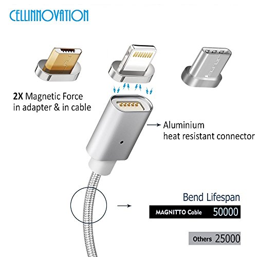 Rapid Magnetic 3-in-1 Magnetic Lighting USB Charging and Data Transmission Cable - Certified by CE, FCC and RoHS - High-Speed Nylon Charging Cable For iPhone & Android - Type-C, Micro USB, Lightning