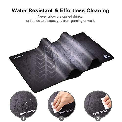 VicTsing Gaming Mouse Pad with Super Large Size (31.5×15.75×0.12 inch), Ultra Thick Extended Computer Keyboard Mouse Mat with Non-Slip Rubber Base, Water-Resistant, Durable Stitched Edges, Dark Grey